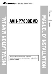Pioneer AVH-P7600DVD Manuel D'installation