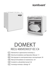 Komfovent DOMEKT RECU 400VECF-EC-C4 Manuel D'installation Et Maintenance