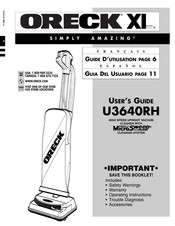 Oreck XL U3640RH Guide D'utilisation