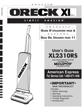 Oreck XL SIMPLY AMAZING XL2310RS Guide D'utilisation