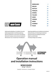 Vetus BOW2204DE Manuel D'utilisation Et Instructions D'installation