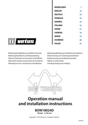 Vetus BOW18024D Manuel D'utilisation Et Instructions D'installation