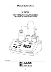 Hanna Instruments HI 84502 Manuel D'utilisation