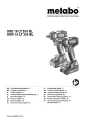 Metabo SSW 18 LT 300 BL Notice Originale