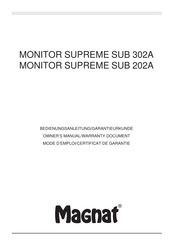 Magnat MONITOR SUPREME SUB 302A Mode D'emploi/Certificat De Garantie