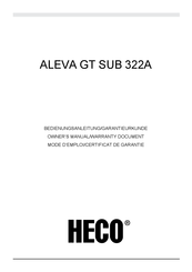 Heco Aleva GT sub 322a Mode D'emploi/Certificat De Garantie