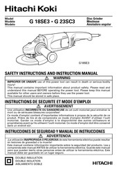 Hitachi Koki G 23SC3 Instructions De Sécurité Et Mode D'emploi