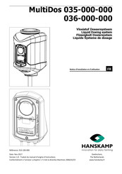 Hanskamp MultiDos 036-000-000 Notice D'installation Et D'utilisation