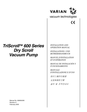 Varian TriScroll Dry Scroll PTS06001UNIVEU Manuel D'installation Et D'opération