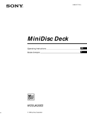 Sony MiniDisc Deck MDS-JA20ES Mode D'emploi
