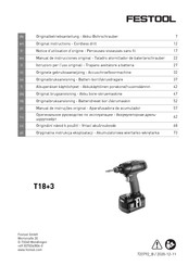 Festool T18+3 Notice D'utilisation D'origine