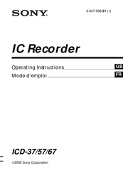 Sony ICD-37 Mode D'emploi