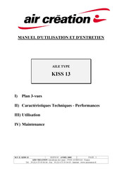 Air Creation KISS 13 Manuel D'utilisation Et D'entretien