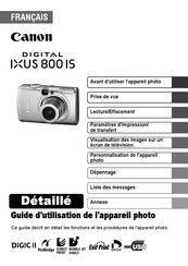 Canon DIGITAL IXUS 800 IS Guide D'utilisation