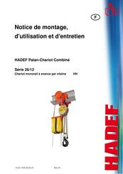 HADEF Série 26/12 Notice De Montage, D'utilisation Et D'entretien