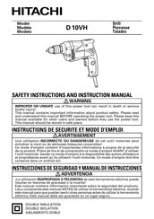 Hitachi D 10VH Instructions De Sécurité Et Mode D'emploi