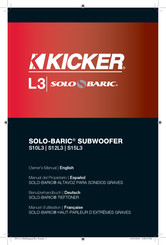 Kicker SOLO-BARIC L3 Série Manuel D'utilisation