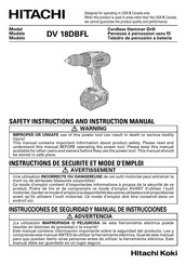 Hitachi DV 18DBFL Instructions De Sécurité Et Mode D'emploi