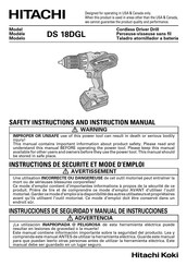 Hitachi DS 18DGL Instructions De Sécurité Et Mode D'emploi