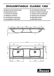 RAVAK DVOJUMYVADLO CLASSIC 1300 Instructions De Montage