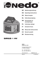 Nedo SIRIUS 1 HV Mode D'emploi