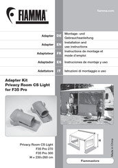 Fiamma Adapter Kit Privacy Room CS Light for F35 Pro Instructions De Montage Et Mode D'emploi