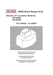 KOBE IS2142SQB Manuel D'installation Et Mode D'emploi