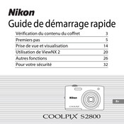 Nikon COOLPIX S2800 Guide De Démarrage Rapide