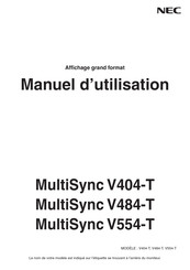 NEC MultiSync V484-T Manuel D'utilisation