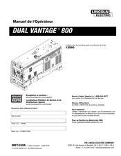 Lincoln Electric DUAL VANTAGE 800 Manuel De L'opérateur