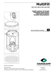 Hanskamp MultiFill 003-561-000 Notice D'installation Et D'utilisation