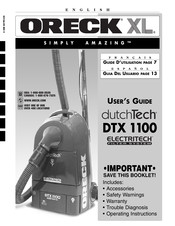 Oreck XL dutchTech DTX 1100 Guide D'utilisation