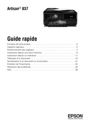 Epson Artisan 837 Guide Rapide