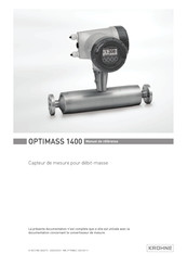 KROHNE OPTIMASS 1400 Manuel De Référence