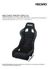 RECARO Profi SPG XL Instructions D'utilisation