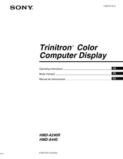 Sony Trinitron HMD-A440 Mode D'emploi