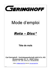 Geringhoff Rota - Disc Tête de mais Mode D'emploi