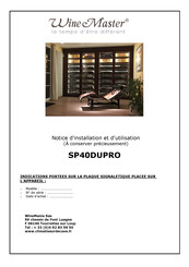 WINEMASTER SP40DUPRO Notice D'installation Et D'utilisation
