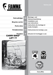 Fiamma CARRY-BIKE LIFT 77 Instructions De Montage Et Mode D'emploi