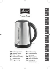 Melitta Prime Aqua Mode D'emploi