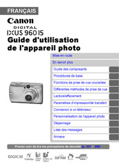 Canon DIGITAL IXUS 960IS Guide D'utilisation