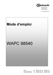 Bauknecht WAPC 98540 Mode D'emploi