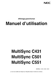 NEC MultiSync C431 Manuel D'utilisation