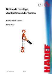 HADEF 25/13 Série Notice De Montage, D'utilisation Et D'entretien