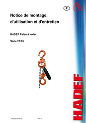 HADEF 25/19 Série Notice De Montage, D'utilisation Et D'entretien