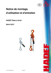 HADEF 53/07 Série Notice De Montage, D'utilisation Et D'entretien