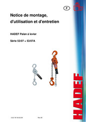 HADEF 53/07 Série Notice De Montage, D'utilisation Et D'entretien