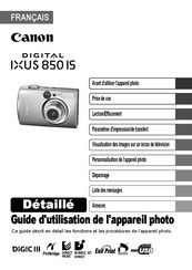 Canon Digital IXUS 850 IS Guide D'utilisation