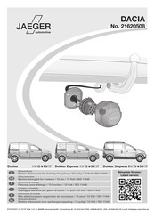 Jaeger DACIA 21620508 Instructions De Montage