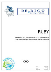 DE RIGO refrigeration RUBY Manuel D'utilisation Et D'entretien